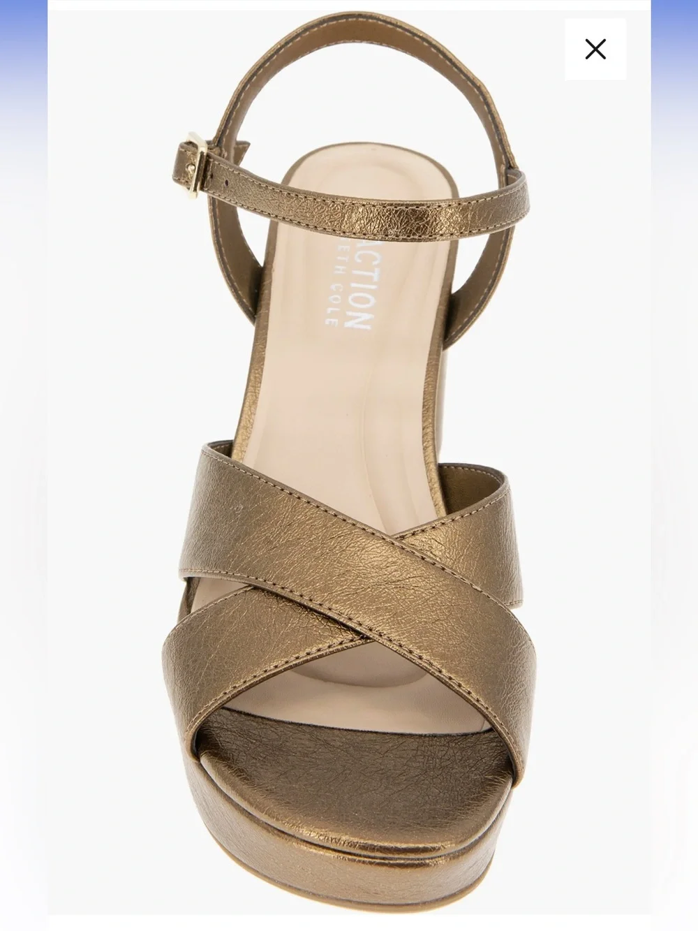 Reeva Ankle Strap Platform Sandal Distressed Metallic Bronze Gold